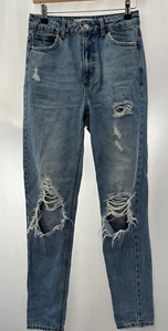 Topshop Jeans Größe 6 W26 L33 Blau Distressed Denim Mom Style Damen - Bild 1 von 11