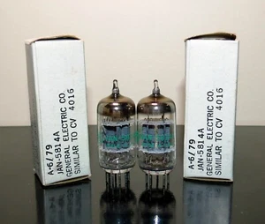 Matched Pair GE NOS/NIB JAN 5814/12au7/ECC82 Gray plates tubes - Test NEW - Picture 1 of 2