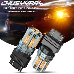 3157 3156 Amber LED Turn Signal Parking Light Bulbs For Dodge Spirit 1990-1995 - Picture 1 of 13