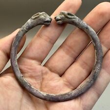Ancient Roman Solid Silver Bangle With Two Panther's Head - Circa 1st Century AD