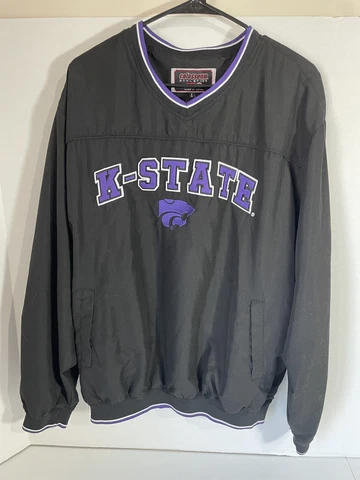 Kansas State K State Pullover Jacket Mens Size Large Colosseum Athletics Black Cover