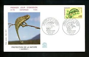 Postal History France FDC #1321 Wildlife nature reunion chameleon reptile 1971