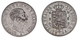 1 Thaler. Ag. Hannover. Ernst August I. Clausthal 1844 A. VF+ - Picture 1 of 1