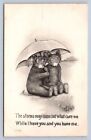 J98/ Teddy Bear Interesting Postcard c1910 Child Umbrella Rain 327