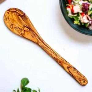 Handwerklicher Olivenholz Kochlöffel UK - einzigartiger handgefertigter Servierlöffel aus Holz - Bild 1 von 3