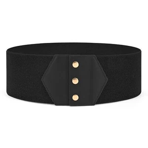 Women Wide Elastic Belts for Dress Snap-Button Stretch Corset Belt Ladies Str... - Picture 1 of 6