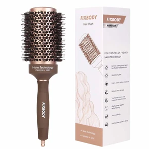 Round Hair Brush for Blow Drying & Curling, Nano Ceramic, Boar Bristle, 3.3" - Picture 1 of 12