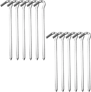 10PCS Aluminum Tent Stakes Pegs with Hooks Camping Tent Stakes for Outdoor - Picture 1 of 8