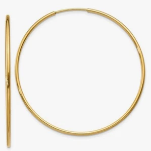 585/14K Rose Gold Endless Hoop Earrings diameter 1.5"(38mm), thickness 1.5mm - Picture 1 of 2