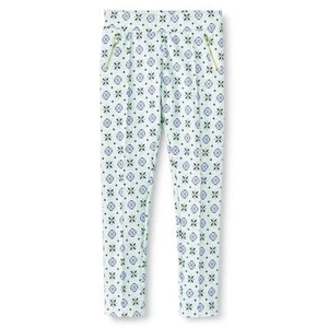 Cherokee Big Girls' Cool Mint Green Geometric Print Ponte Pants - Size XS, S, L  - Picture 1 of 1