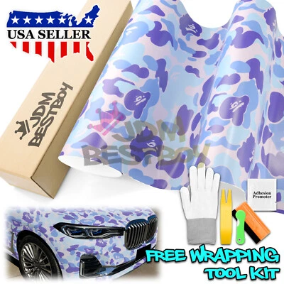 Premium Camuflaje Camuflaje Mono Azul Coche Vinilo Envoltura Adhesivo Calcomanía Hoja Película Hágalo Usted Mismo Foto 1 de 4