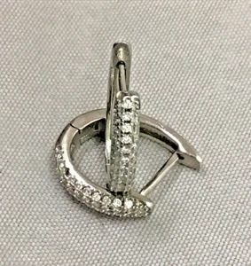 GORGEOUS SMALL STERLING SILVER HOOP EARRINGS LADEN WITH CZ'S - - Picture 1 of 4