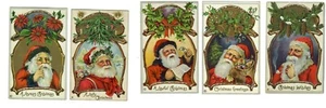 Vintage Christmas Postcards (5) Santa inside Frame - Picture 1 of 2