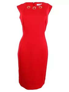 Calvin Klein Women's Embellished Scuba Sheath Dress (8, Fire Red) - Picture 1 of 2