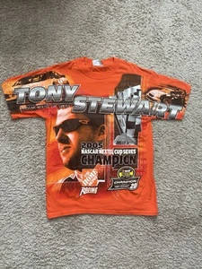 Tony Stewart Shirt Med(?) Orange Allover Print Chase Nascar Home Depot Vtg - Picture 1 of 12