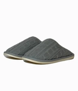 Acogedoras pantuflas grises de punto con cable para mujer forro de piel sintética (13055) - Imagen 1 de 3