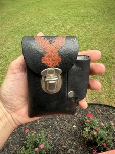 Vintage Harley Davidson Black Leather Cigarette Lighter Case Belt Loop USA - Picture 1 of 6
