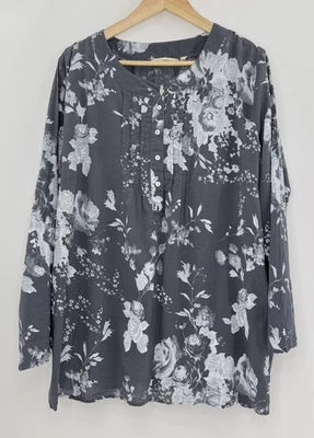 Blusa túnica suave envolvente talla grande azul marino lengüeta enrollable SLV 2x ligera boho Foto 1 de 4