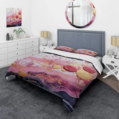 Designart "Oro y Rosa Moderno Líquido Formas IV" Abstracto Foto 1 de 4