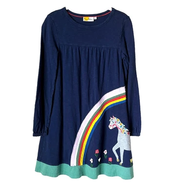 迷你紧身女孩连衣裙蓝色马彩虹贴花尺寸 11 - 12 岁长袖 — 第 1/4 张图片