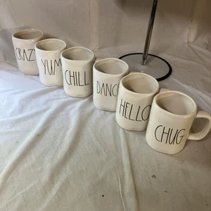 Lote de 6 tazas de café Rae Dunn colección artesanal magenta todas las palabras diferentes - Imagen 1 de 7