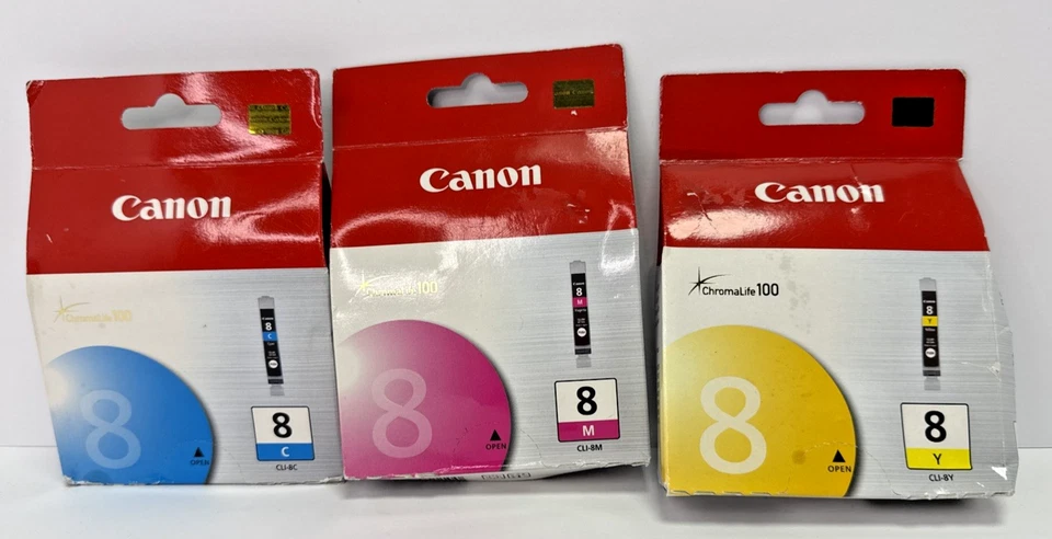 LOTE - CARTUCHOS DE TINTA AMARILLA CANON PIXMA CLI-8C CIAN & CLI-8M & CLI-8Y (caducados) Foto 1 de 4