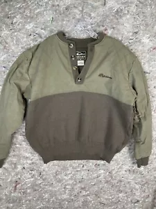 Drake Pullover Sweater Men’s Large Olive Wool Waxed Duck Shoulder Quarter Zip - Picture 1 of 7