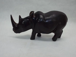 6" Carved Wood Rhino Ironwood Quality Vintage Hand Carved Solid Hard Wood - Picture 1 of 9