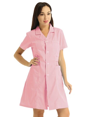 Women's Scrub Lab Coat Doctor Nurse Uniform Dress Hospital Medical Work Coat - Image 1 of 4