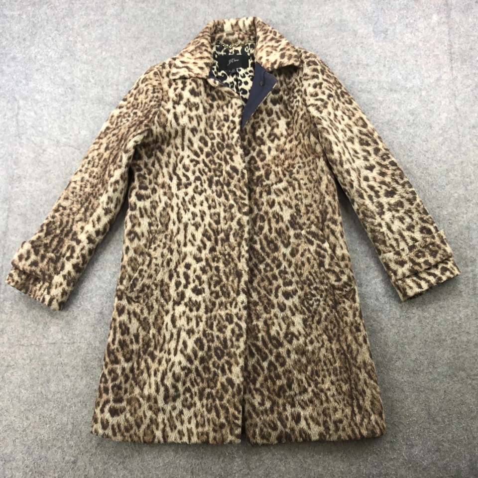 Chaqueta J Crew Mujer 00 Leopardo Guepardo Lana Top Abrigo Chaquetón Trinchera * Foto 1 de 4