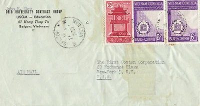 Vietnam del Sur 1963 cubierta con cancelación de Saigón, enviada a Nueva York Foto 1 de 3