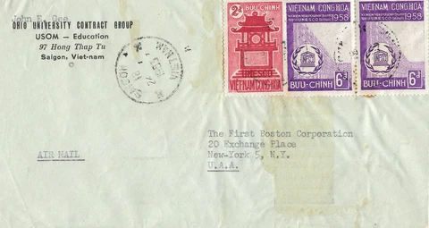 1963 SOUTH VIETNAM COVER WITH SAIGON CANCEL, SENT TO NEW YORK Cover