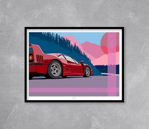 Estampado Ferrari F40 - Superdeportivo Arte de Pared Obras de Arte Regalo Póster Pop Coche Clásico súper - Imagen 1 de 11