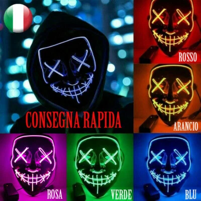 Maschera Luci led i Zombie Halloween Carnevale Occhi Bocca Cucite - Immagine 1 di 4