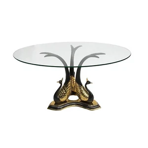 Brass Peacock Coffee Side Table Hollywood Regency Midcentury Modern Vintage bird - Picture 1 of 10