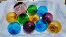 Vintage Glass Hand blown Float Balls Multi Colored Lot of 11
