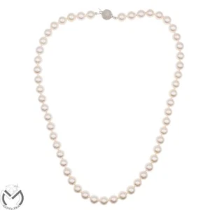 Collana perle oro bianco 18 kt 750 perle 7,50/8 mm -1100/ST- - Foto 1 di 4