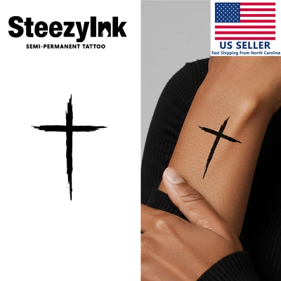 Tatuaje temporal SteezyInk Cruz dura hasta 2 semanas 2 x 3 pulgadas Foto 1 de 4