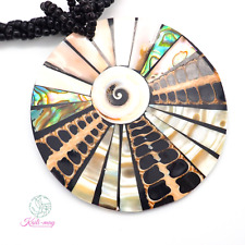 Mother of Pearl Abalone and Pagoda Shell Pendant Necklace