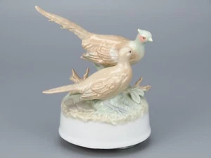 Vintage Otagiri Music Box Pheasants Birds Porcelain Rotating Japan 5" Works - Picture 1 of 12