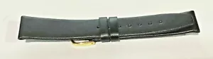 Neu SCHWARZ ACCUTRON signiertes konisches Leder 18 mm (11/16") Riemen mit gelber Schnalle - Bild 1 von 7