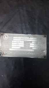 AVCO LYCOMING MODEL GO-480-F4A6 AIRPLANE/AIRCRAFT ENGINE/MOTOR DATA TAG ONLY - Bild 1 von 2