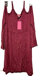 Women's Cold Shoulder Long Sleeve Soft T-Shirt Skater Dress Size 2XL in Purple - Picture 1 of 6