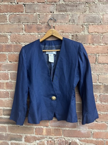 SAINT LAURENT (YSL) Giacca da donna vintage Yves Saint Laurent variazione taglia 36 lino blu Francia