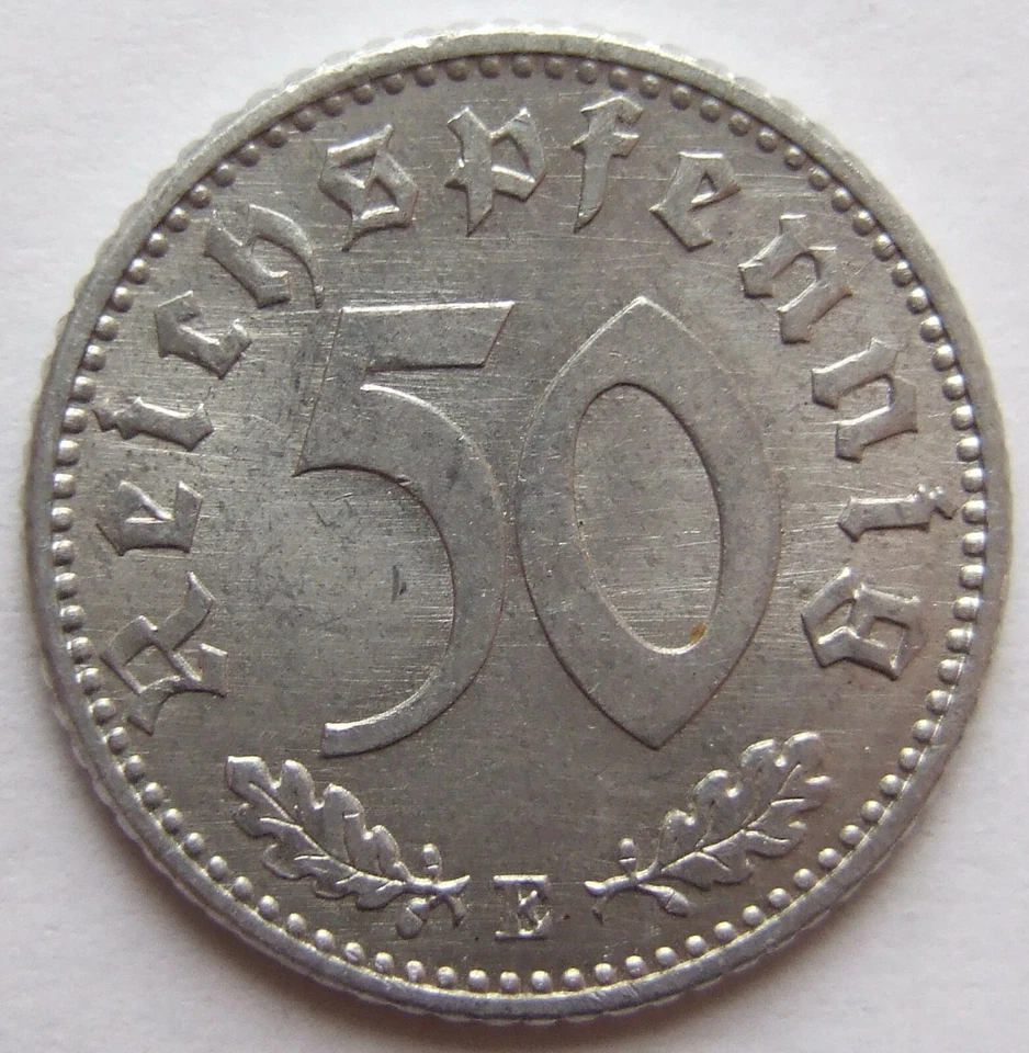 Moeda Império Alemão 3º Império 50 Reichspfennig 1942 E em Não Circulada - Imagem 1 de 2