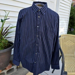 Kenneth Roberts Platinum Mens Black Blue Stripe Long Sleeve Button Up Shirt XL - Picture 1 of 14