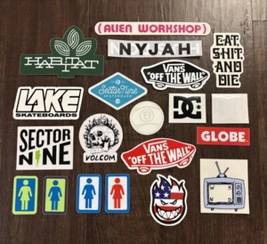 Lot Of 20 Stickers Y2K Skateboard Brands Vans Alien Workshop Volcom Spitfire DC - Picture 1 of 13
