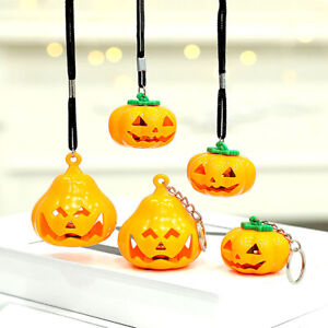 Halloween Glowing Pumpkin Lamp Keychain Necklace LED Pumpkin Light Pendant