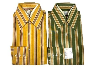 ✨(2) ¡NUEVO! Camisa Elderado Deadstock De Colección Años 50 1960 Manga Larga Para Hombre Talla SM✨ - Imagen 1 de 6