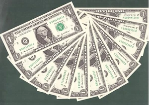 ( 11 ) 2003A $1 FRN NEW YORK -  ALL 11 BLOCKS NY (BA thru BK) - BK SCARCE - UNC - Picture 1 of 2